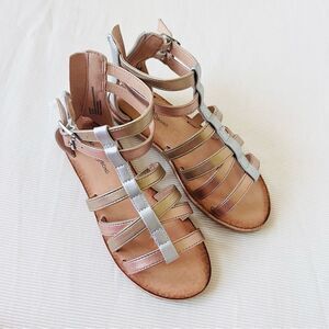 Treasure & Bond Girls Sandals Strappy Metallic Ankle Zip Gladiator Shoe Size 13